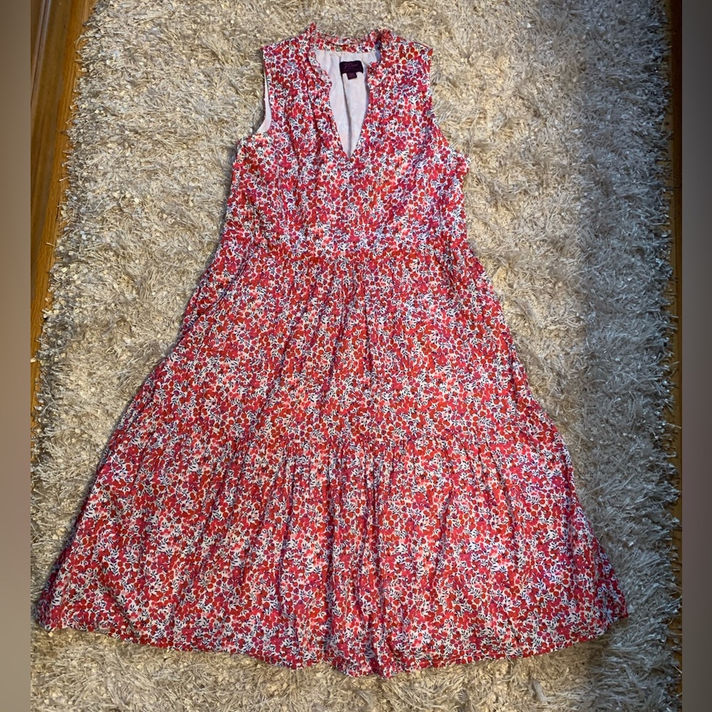 J Crew Floral Sleeveless Red Dress - sz XS